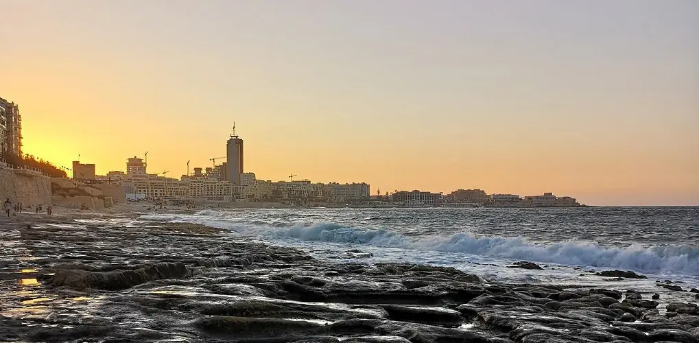 Coucher de soleil sur la baie de Sliema